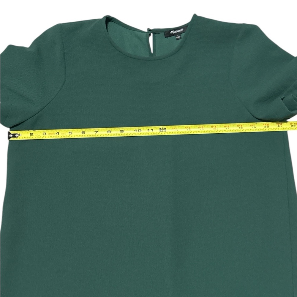Madewell Green Tailored High-Low Hem Textured Short Sleeve‎ Shirt Size Large - Picture 7 of 10